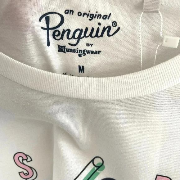 Penguin Cocktail Graphic Tee Short Sleeve Tshirt Seeing Double - Picture 3 of 5